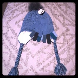 Girls pom hat & gloves set